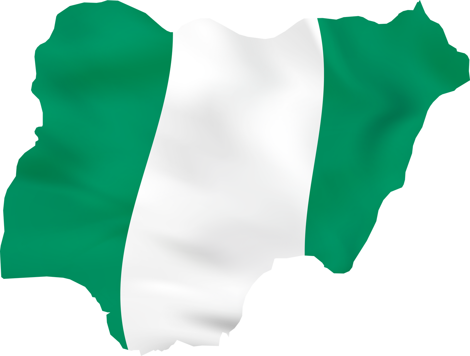 Nigeria map with waving flag.